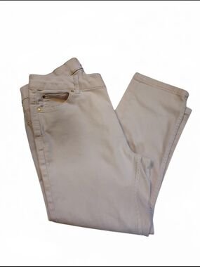 Ellen Tracy Cropped Cream Straight Leg Jeans Size 8‎